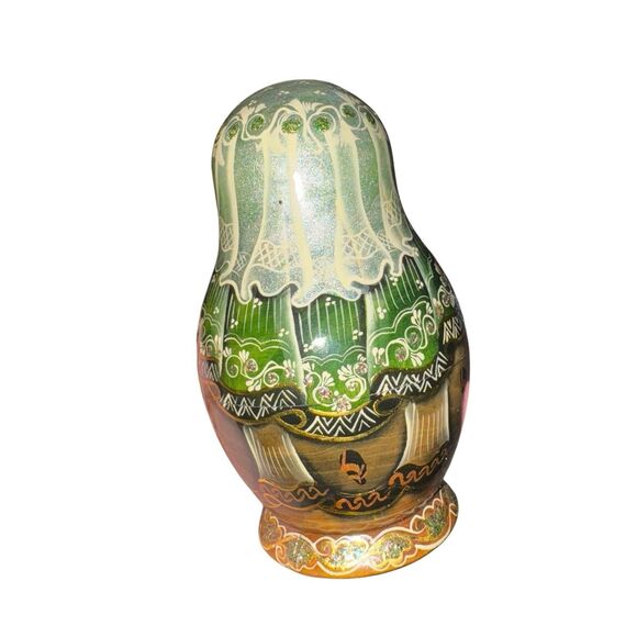VINTAGE 5 Pc RUSSIAN‎ NESTING DOLLS SIGNED Paguohoba Russia Beautiful Hand Paint - Picture 7 of 16